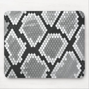 Snake Grey, White and Black Print Mouse Pad