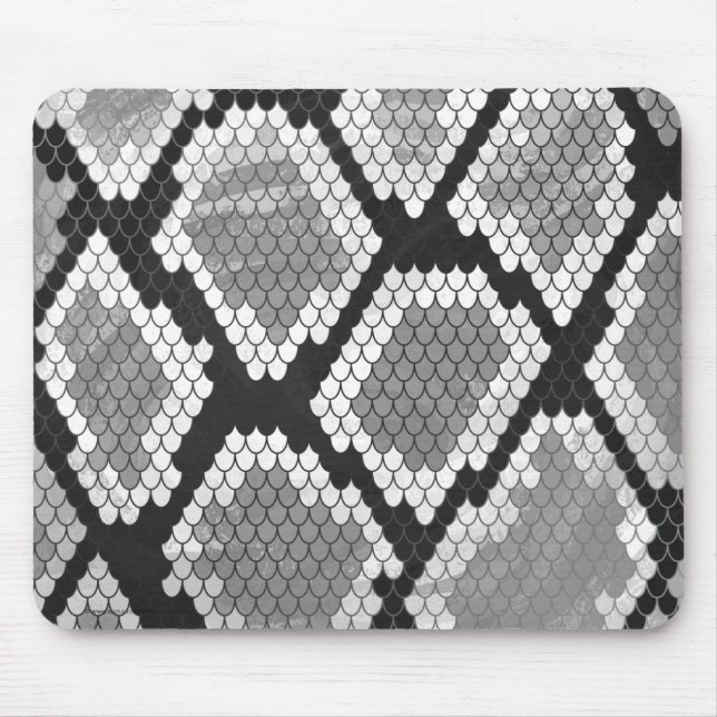 Snake Grey, White and Black Print Mouse Pad (Front)