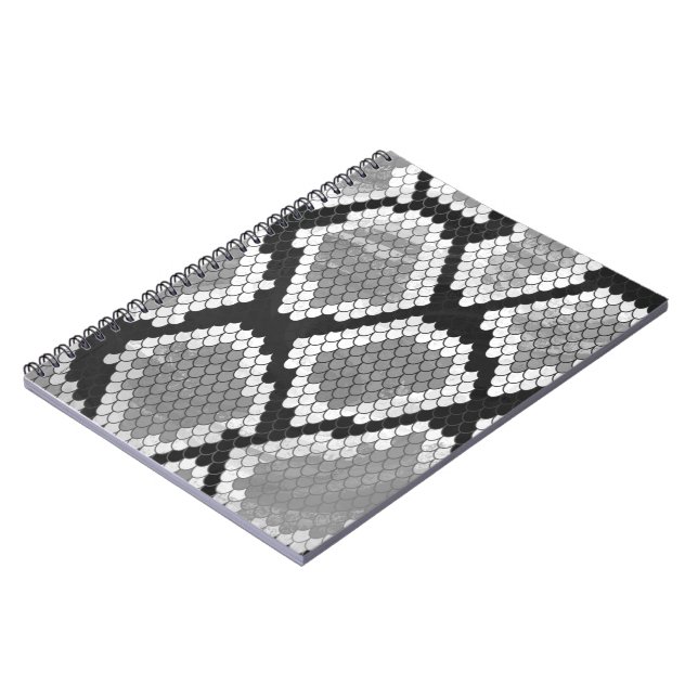 Snake Grey, White and Black Print Spiral Notebook (Left Side)