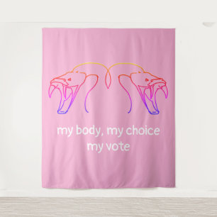 Snake heads & fangs, my body, my choice, my vote tapestry