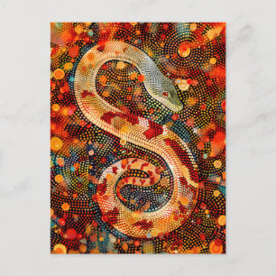 Snake in Aborigine Dot Art Style Postcard