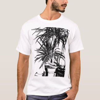 Snake in Bloom - Black Line Art T-Shirt
