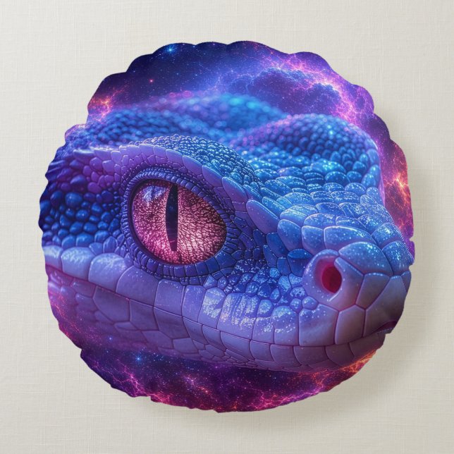 SNAKE IN SPACE ROUND CUSHION (Front)