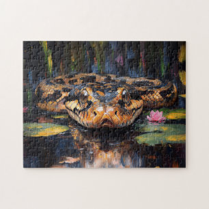 Snake in the Florida Everglades Painting Jigsaw Puzzle