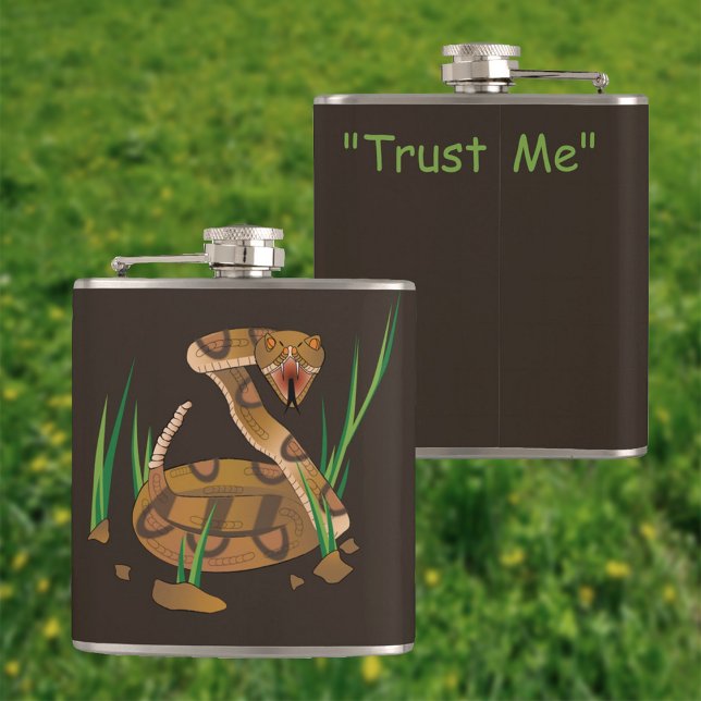 Snake in the Grass Square Sticker Hip Flask (Creator Uploaded)