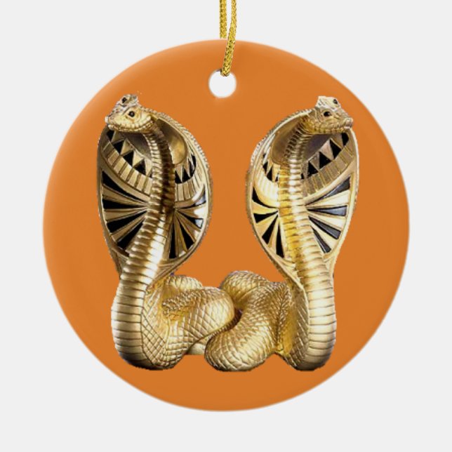 Snake lovers Christmas ornaments. Ceramic Tree Decoration (Front)
