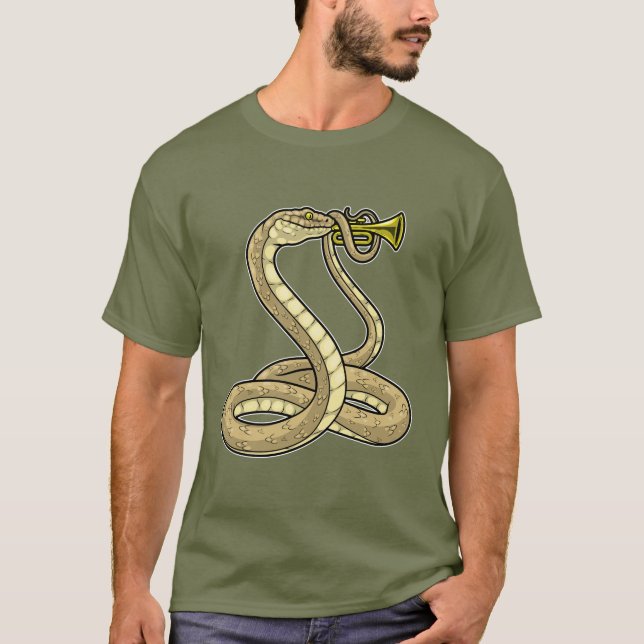 Snake Musician Trumpet Music T-Shirt (Front)