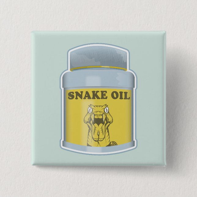 Snake oil alternative medicine 15 cm square badge (Front)