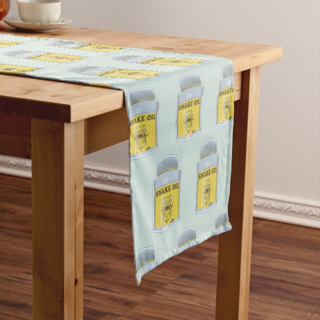 Snake oil alternative medicine short table runner (In Situ)