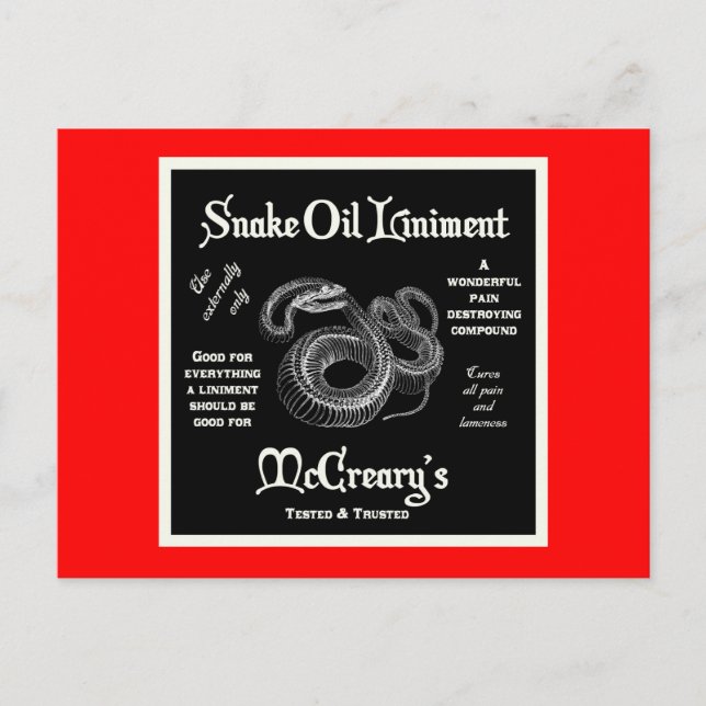 Snake Oil Liniment Postcard (Front)