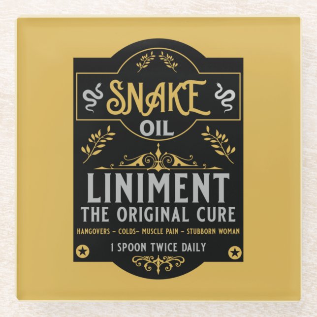 Snake oil salesman funny gifts for sales people   glass coaster (Front)