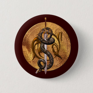 Snake on a Sword 6 Cm Round Badge