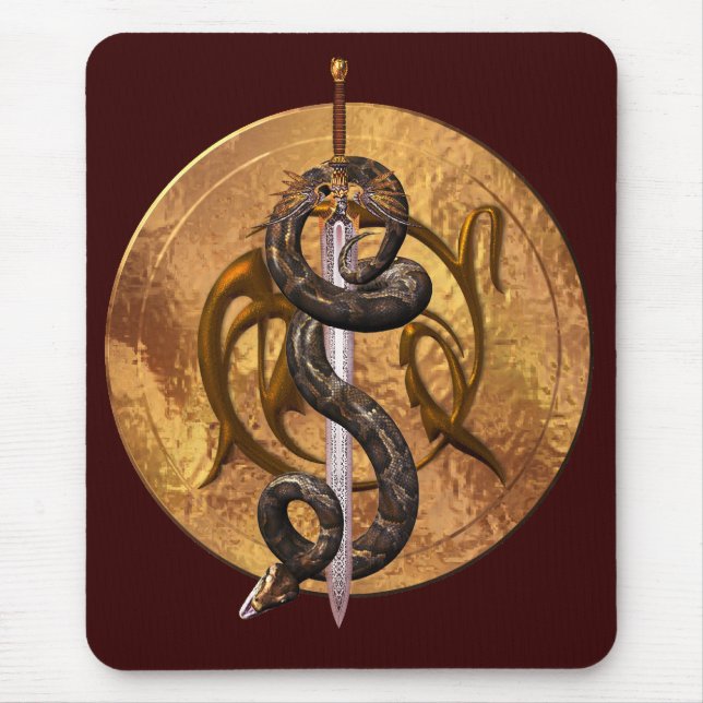 Snake on a Sword Mouse Pad (Front)