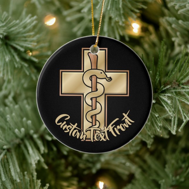 Snake on Cross Ceramic Tree Decoration (Tree)