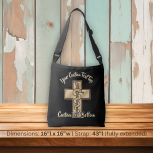 Snake on Cross Crossbody Bag