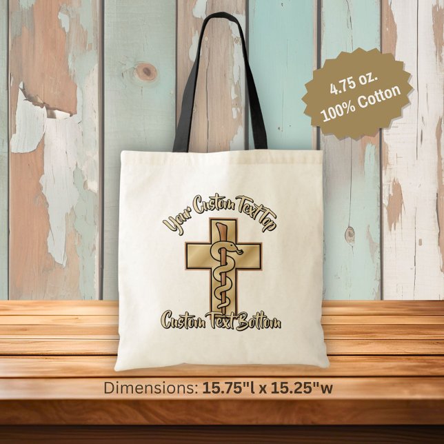Snake on Cross Tote Bag (Creator Uploaded)