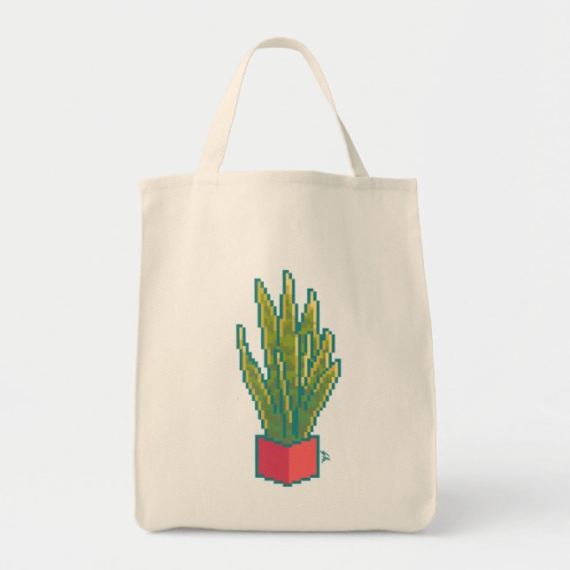 Snake plant Pixelart, Pixel Art Tote Bag (Front)