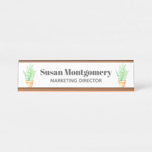 Snake Plant Potted Succulents Personalised Desk Name Plate