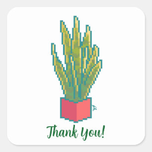 Snake plant, thank you, pixel art, Pixel Art Square Sticker