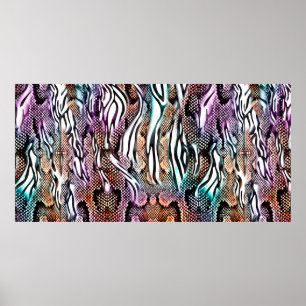 Snake Print, Animal print, ccolorful, Poster