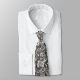 Snake print in grey and silver pattern tie