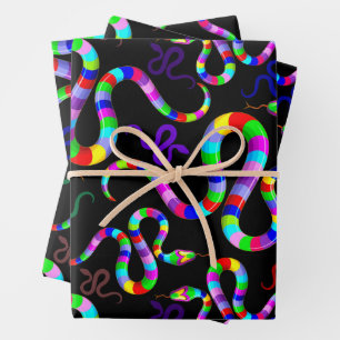 Snake Psychedelic Rainbow Colors Wrapping Paper Sheet