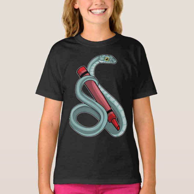 Snake Pupil Crayon School T-Shirt (Front)