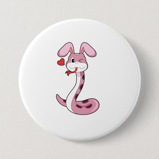 Snake Rabbit Heart 7.5 Cm Round Badge (Front)