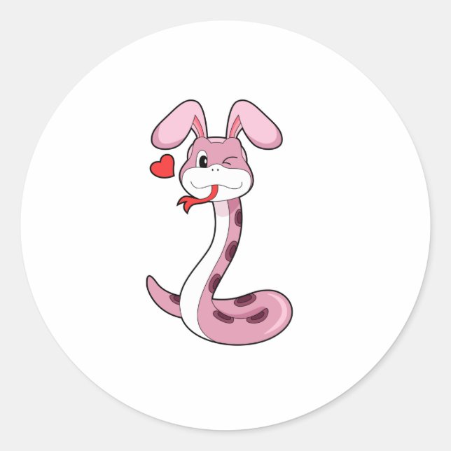 Snake Rabbit Heart Classic Round Sticker (Front)