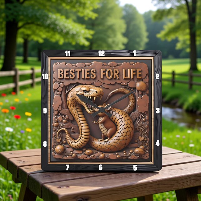 Snake Rat Coiled Besties Square Wall Clock (Creator Uploaded)