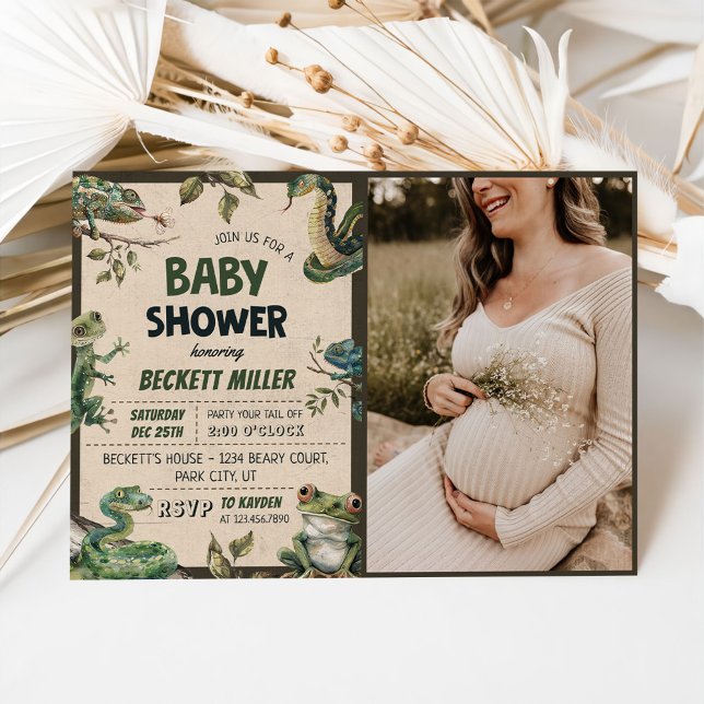 Snake Reptile Baby Shower Photo Invitation (Creator Uploaded)