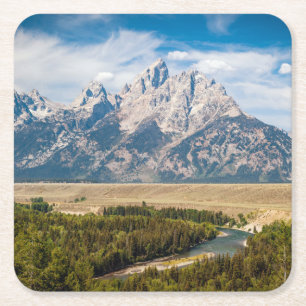 Snake River Overlook Grand Teton National Park Square Paper Coaster