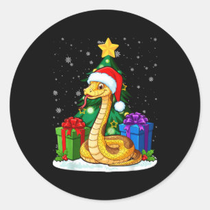 Snake Santa Hat Christmas Pajama Cute Animal Snowf Classic Round Sticker