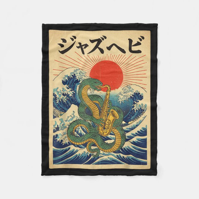 Snake saxophone jazz marching band senior class fleece blanket (Front)
