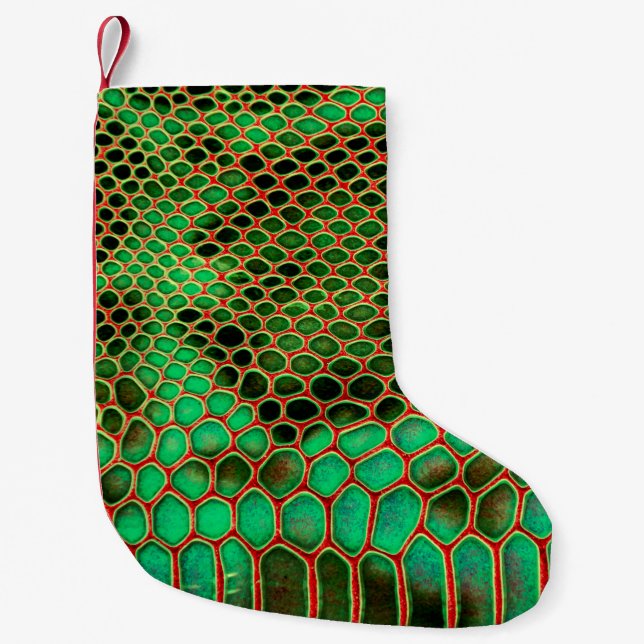 Snake skin background small christmas stocking (Front)