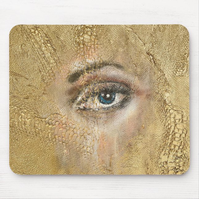 Snake Skin Blue Eyes Gold Computer Mousepad (Front)