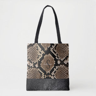 Snake Skin & Leather Monogram Tote Bag