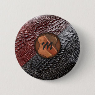 Snake-skin look & Monogrammed Elements 6 Cm Round Badge