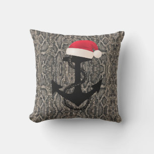snake skin nautical ANCHOR + SANTA HAT   Cushion
