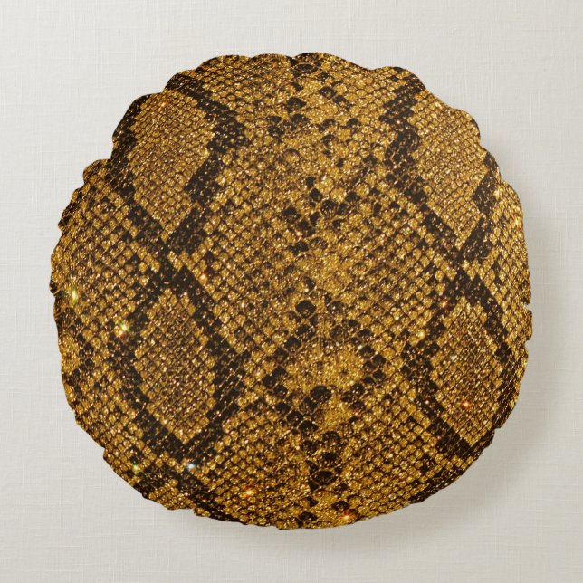 Snake Skin Pattern Print Round Cushion (Front)