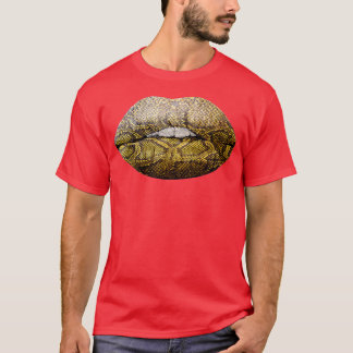 Snake Skin Print Lip Print T-Shirt