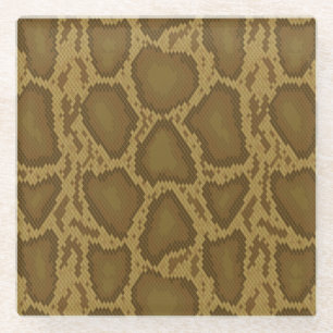 Snake skin, reptile pattern glass coaster