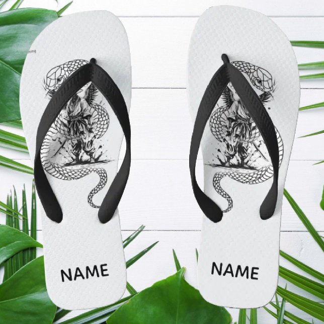 Snake Skull Flip-Flops – Gothic Tattoo Style Shoes Jandals (Creator Uploaded)