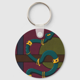 Snake Square Sticker Key Ring