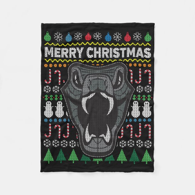 Snake Ugly Christmas Sweater Wildlife Series Fleece Blanket (Front)