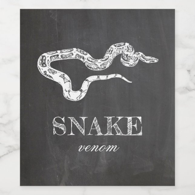 Snake venom. Chalkboard Halloween party. Animal Wine Label (Single Label)