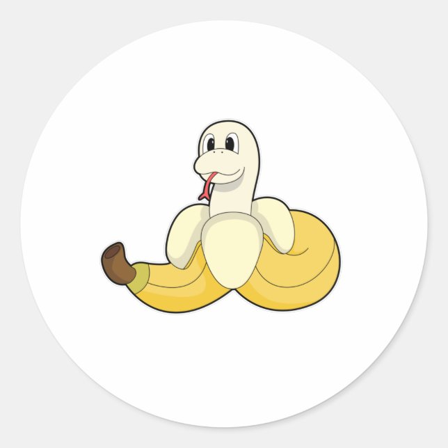 Snake with Banana Classic Round Sticker (Front)