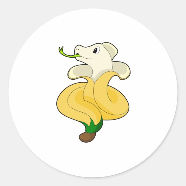 Snake with Banana Classic Round Sticker (Front)