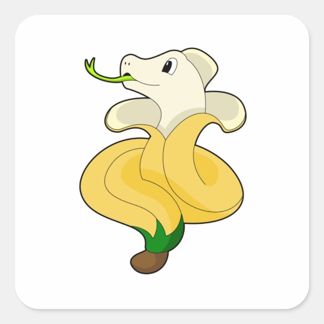 Snake with Banana Square Sticker (Front)