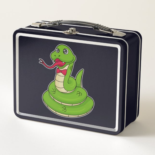 Snake with Bow tie Metal Lunch Box (Front)